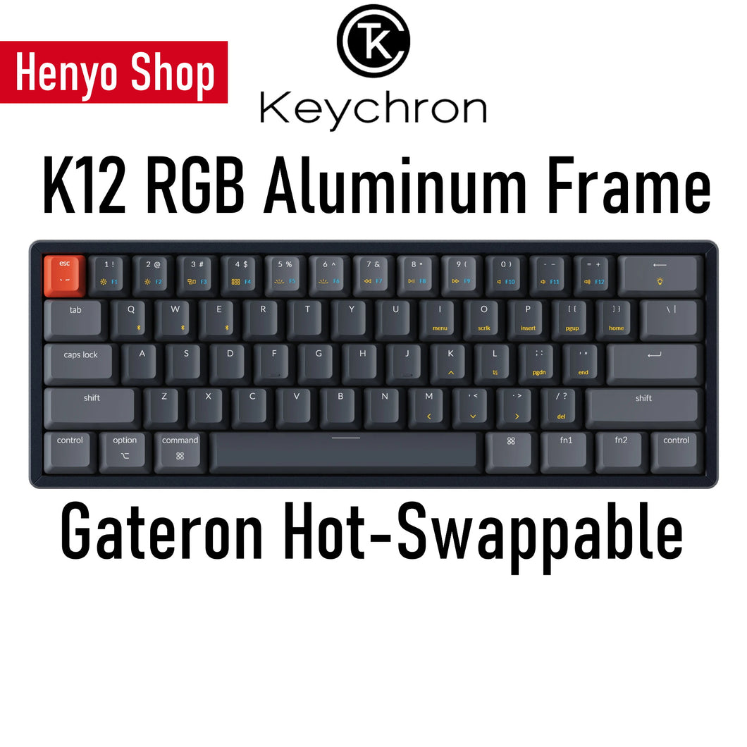 Keychron K12 RGB Aluminum Frame Gateron HotSwap Wireless Mechanical Keyboard 60% Layout 61-keys