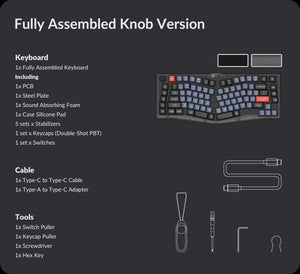 Keychron V10 Knob QMK VIA RGB Mechanical Keyboard HotSwap 78-keys 75% Alice Layout