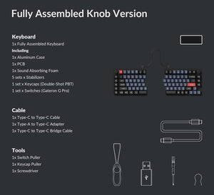 Keychron Q11 RGB HotSwap QMK/VIA ALU Mechanical Keyboard 91-keys 75% SplitDesign Knobs ANSI Layout