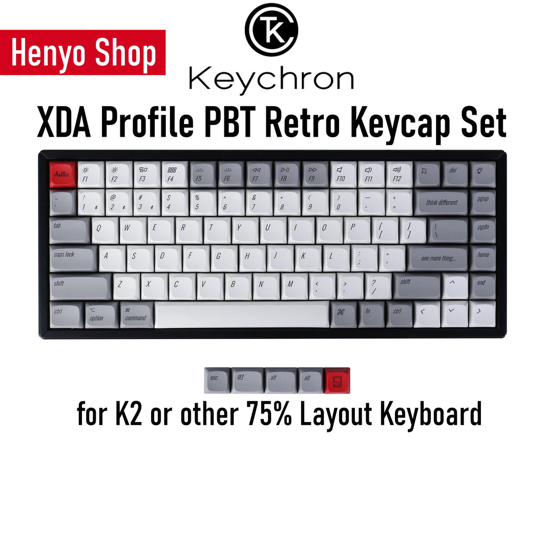 Keychron XDA Profile PBT Retro Keycap Set for K2 or other 75% Layout Keyboard