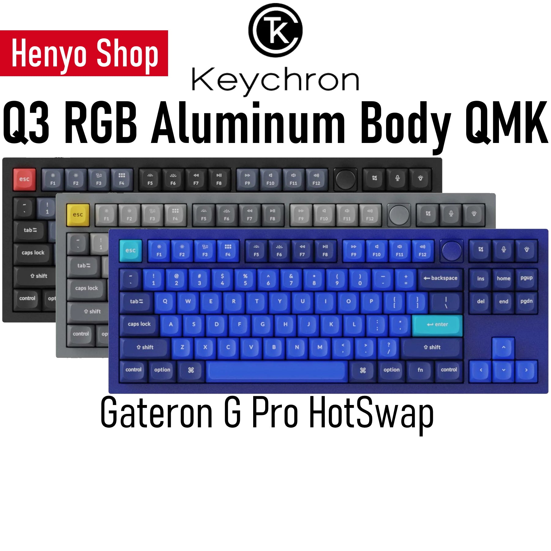 Keychron Q3 QMK カスタム メカニカル キーボード　茶軸 : Keychron Q3 Wired Custom Mechanical Keyboard Knob