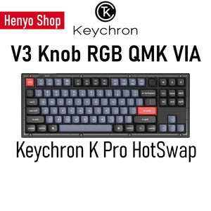 Keychron V3 Knob RGB QMK Mechanical Keyboard HotSwap 88-keys 80% TKL ANSI Layout